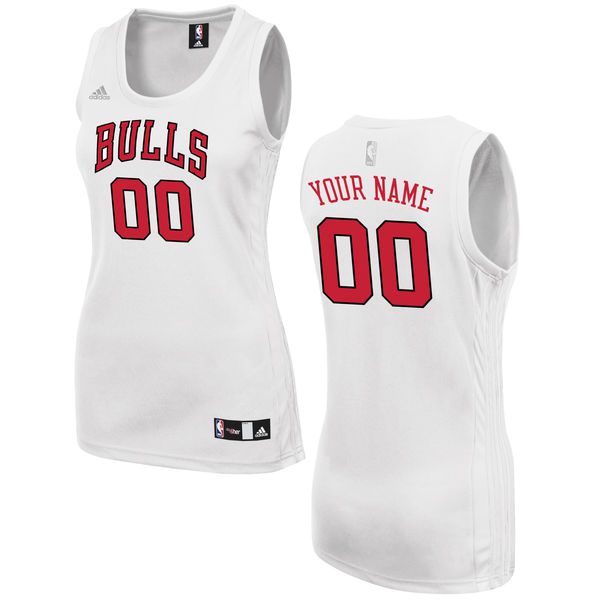 Women Chicago Bulls Adidas White Custom Fashion NBA Jersey